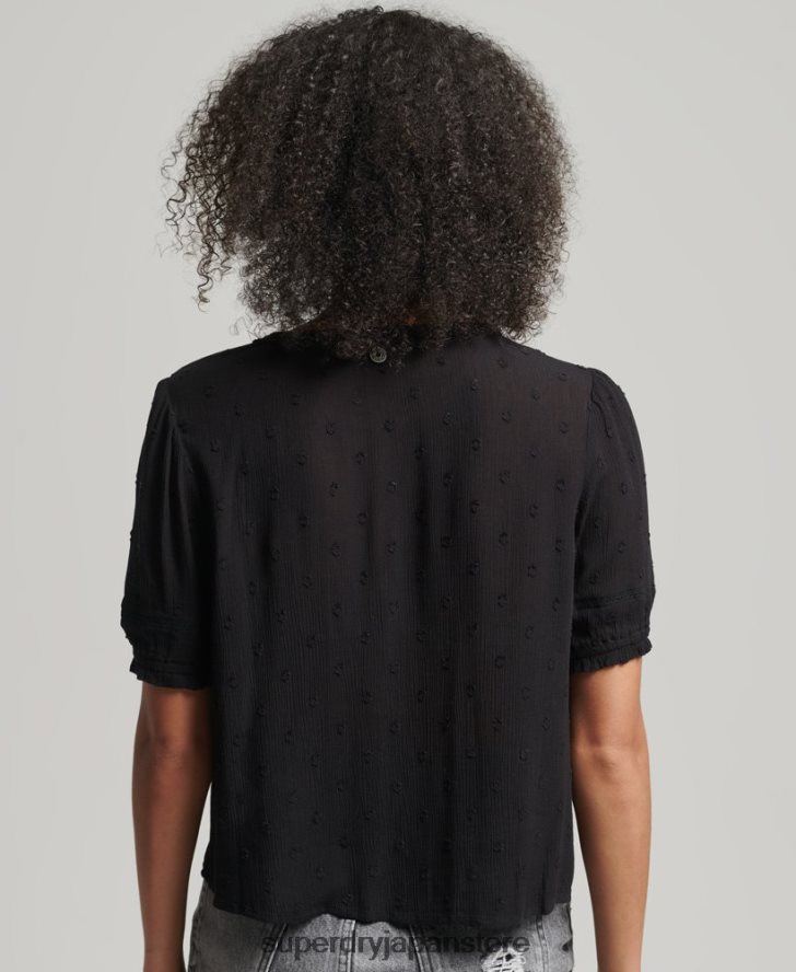 ヴィンテージ半袖ブロデリートップ 女性 Superdry 衣類 黒 2J62PZ6696