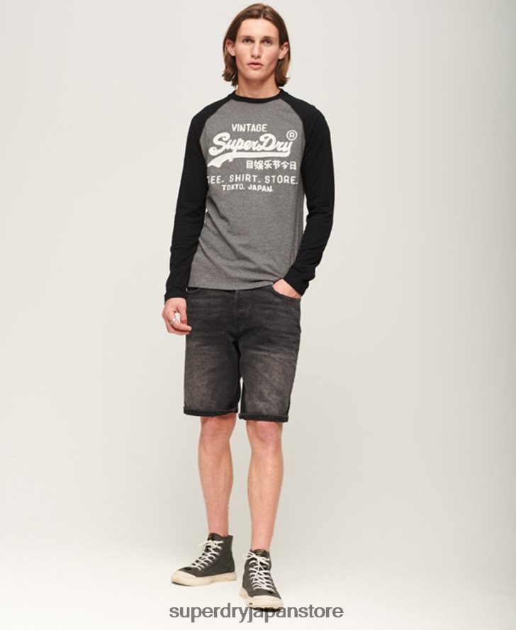 ヴィンテージロゴストアラグラン長袖トップ 男性 Superdry 衣類 濃い灰色 2J62PZ86