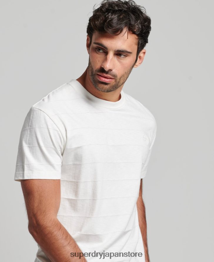 オーガニックコットンのヴィンテージテクスチャーTシャツ 男性 Superdry 衣類 白 2J62PZ10