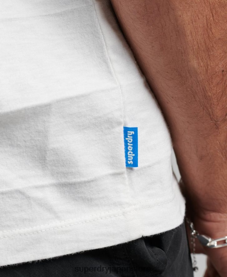 オーガニックコットンのヴィンテージテクスチャーTシャツ 男性 Superdry 衣類 白 2J62PZ10