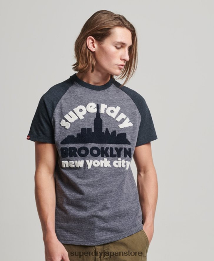 ヴィンテージ グレート アウトドア アップリケ ラグラン T シャツ 男性 Superdry 衣類 海軍 2J62PZ115