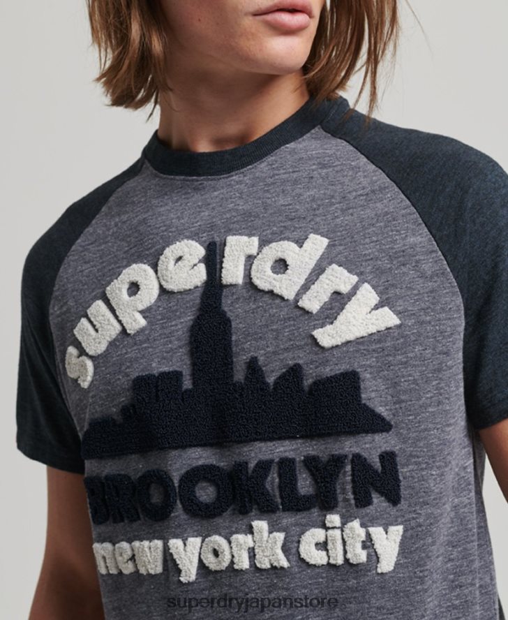 ヴィンテージ グレート アウトドア アップリケ ラグラン T シャツ 男性 Superdry 衣類 海軍 2J62PZ115
