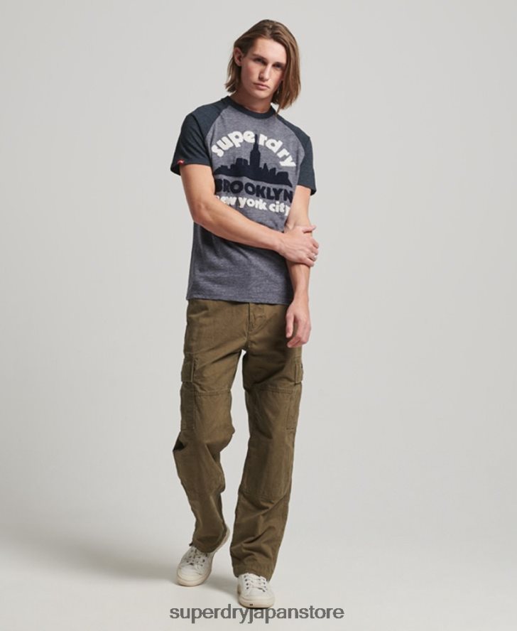 ヴィンテージ グレート アウトドア アップリケ ラグラン T シャツ 男性 Superdry 衣類 海軍 2J62PZ115