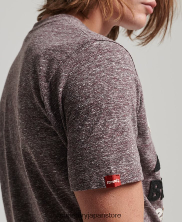 素晴らしいアウトドア アップリケ T シャツ 男性 Superdry 衣類 茶色 2J62PZ116