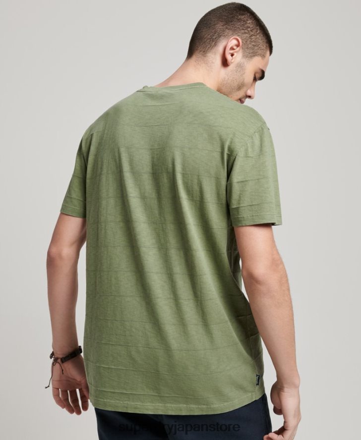 オーガニックコットンのヴィンテージテクスチャーTシャツ 男性 Superdry 衣類 カーキ 2J62PZ121