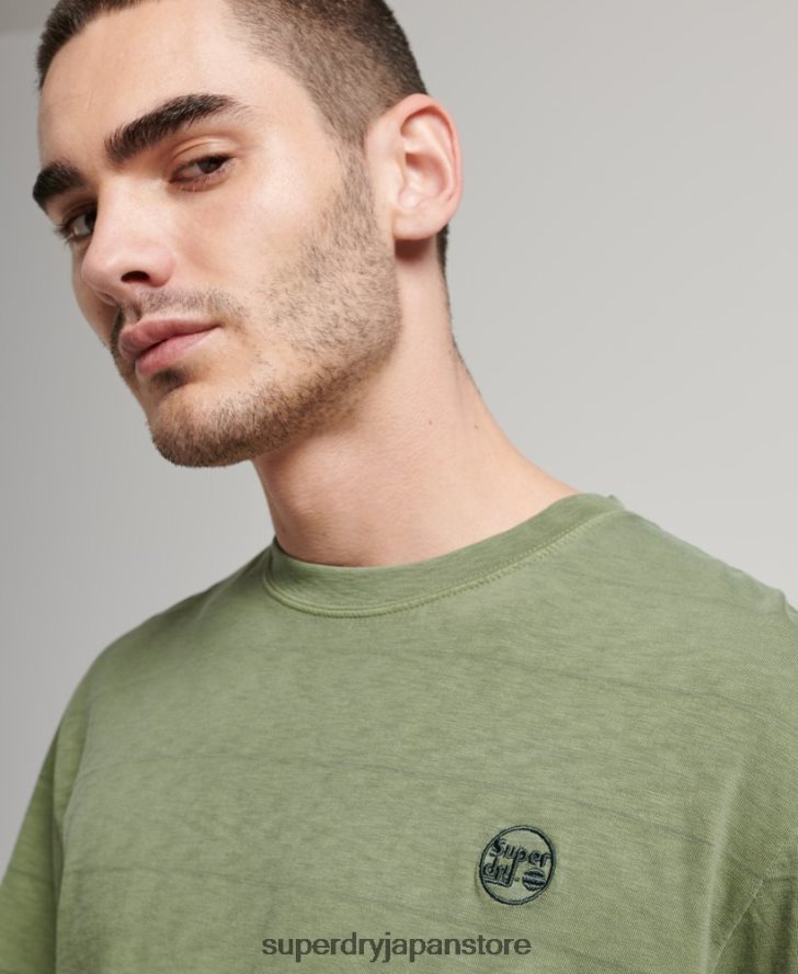 オーガニックコットンのヴィンテージテクスチャーTシャツ 男性 Superdry 衣類 カーキ 2J62PZ121