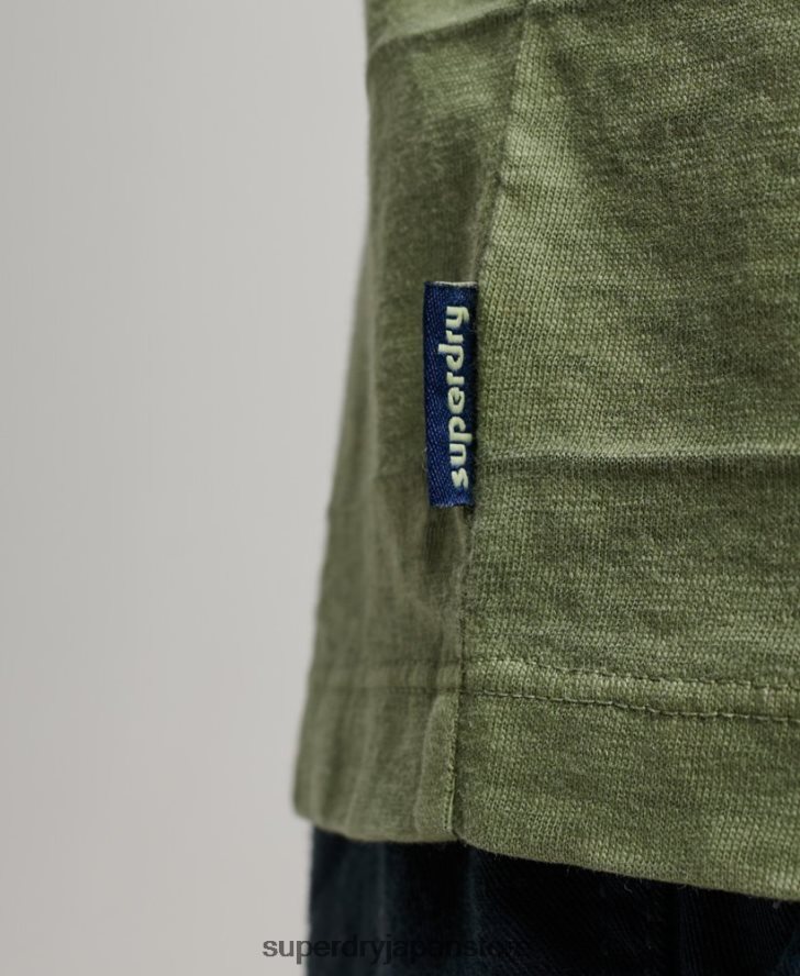 オーガニックコットンのヴィンテージテクスチャーTシャツ 男性 Superdry 衣類 カーキ 2J62PZ121