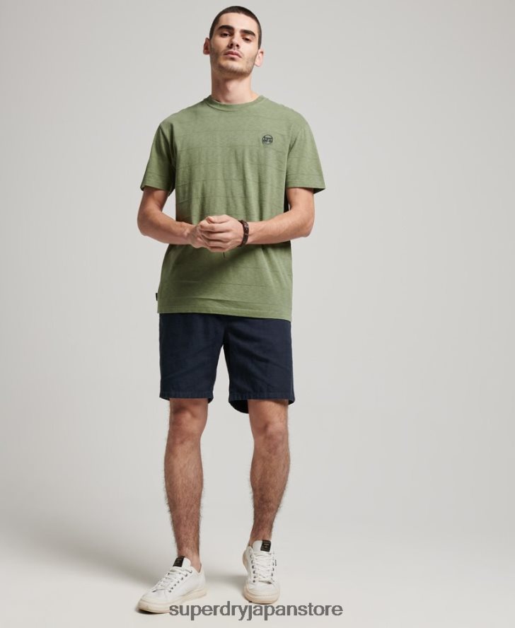 オーガニックコットンのヴィンテージテクスチャーTシャツ 男性 Superdry 衣類 カーキ 2J62PZ121