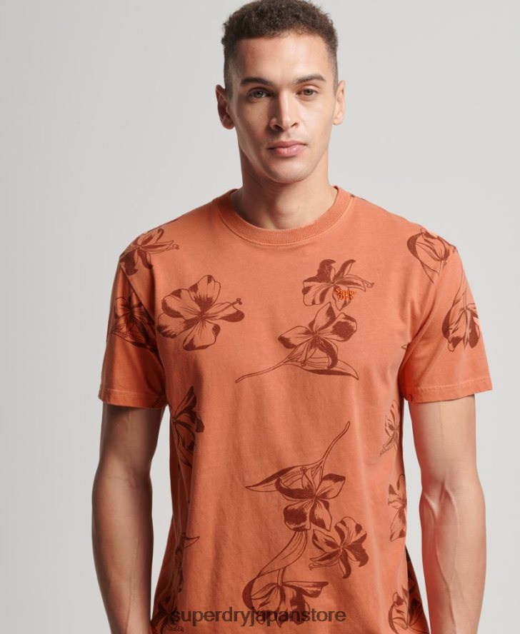 オーバーダイプリント Tシャツ 男性 Superdry 衣類 オレンジ 2J62PZ122