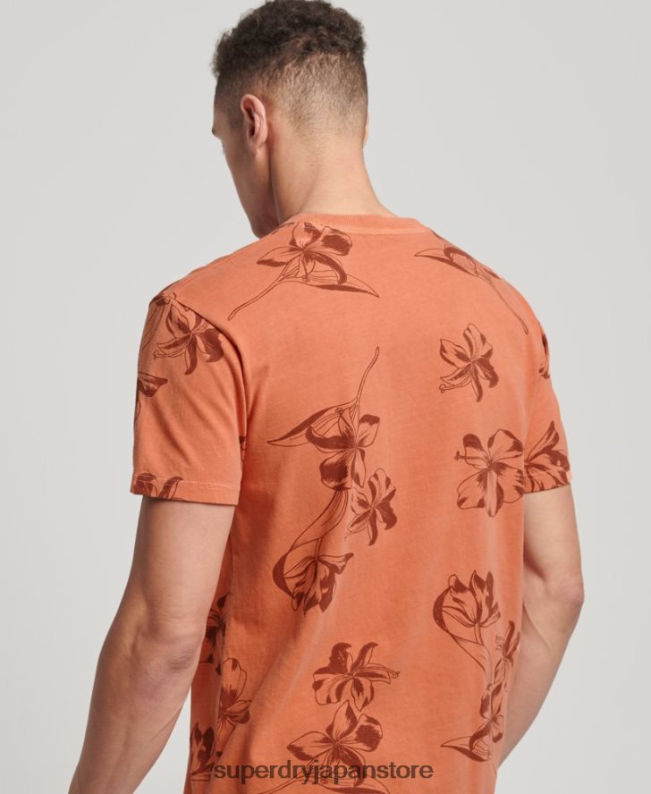 オーバーダイプリント Tシャツ 男性 Superdry 衣類 オレンジ 2J62PZ122