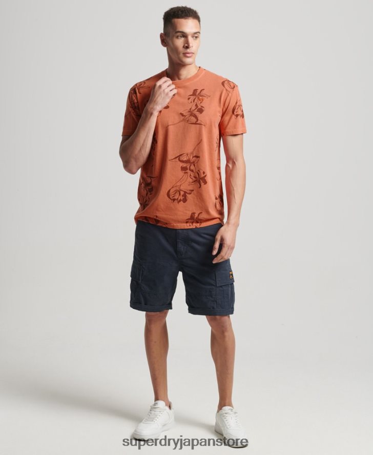 オーバーダイプリント Tシャツ 男性 Superdry 衣類 オレンジ 2J62PZ122