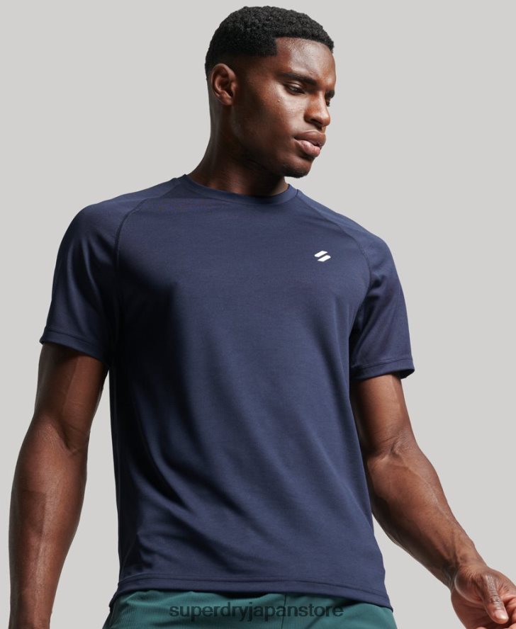 トレインアクティブ半袖Tシャツ 男性 Superdry 衣類 海軍 2J62PZ1416