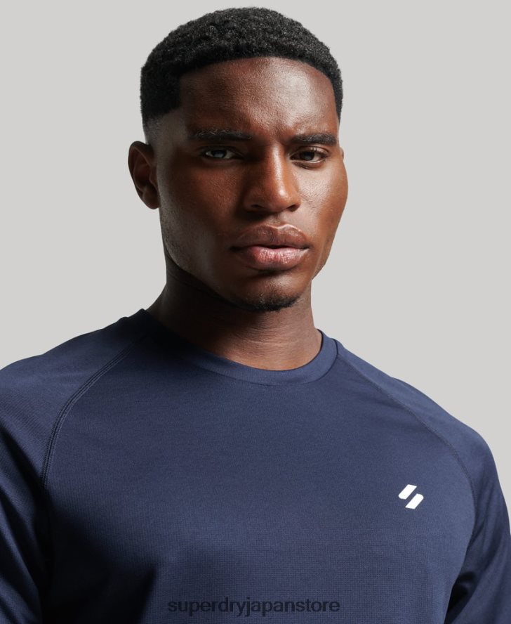 トレインアクティブ半袖Tシャツ 男性 Superdry 衣類 海軍 2J62PZ1416