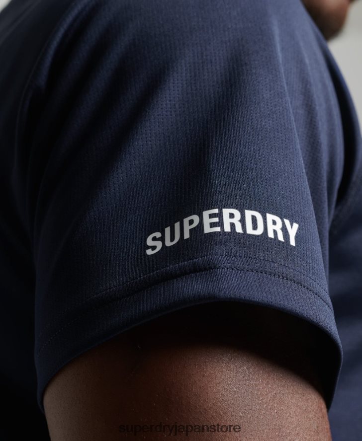 トレインアクティブ半袖Tシャツ 男性 Superdry 衣類 海軍 2J62PZ1416