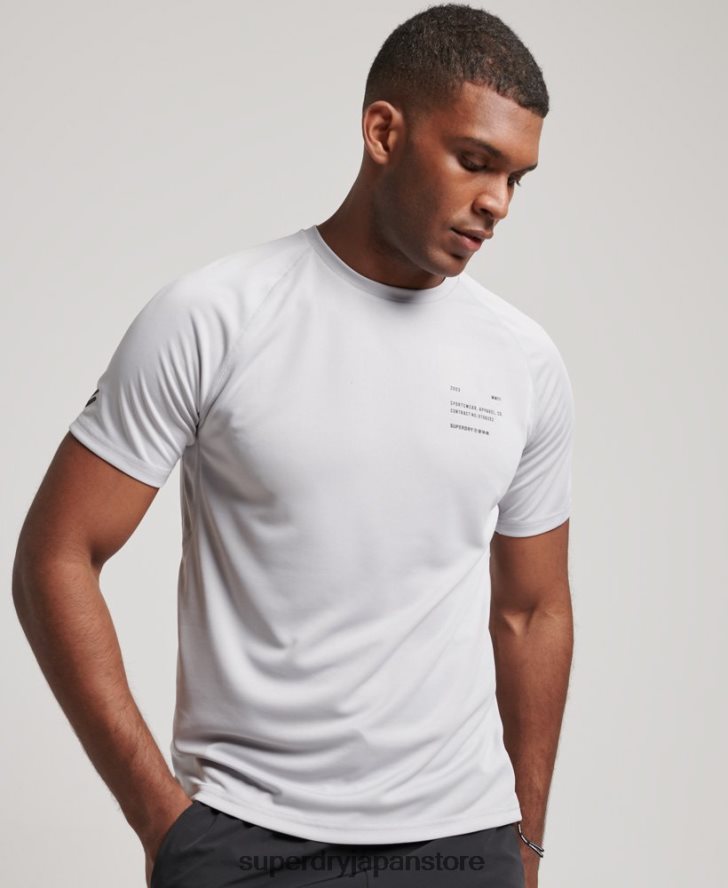 トレインアクティブグラフィック半袖Tシャツ 男性 Superdry 衣類 ライトグレー 2J62PZ1421