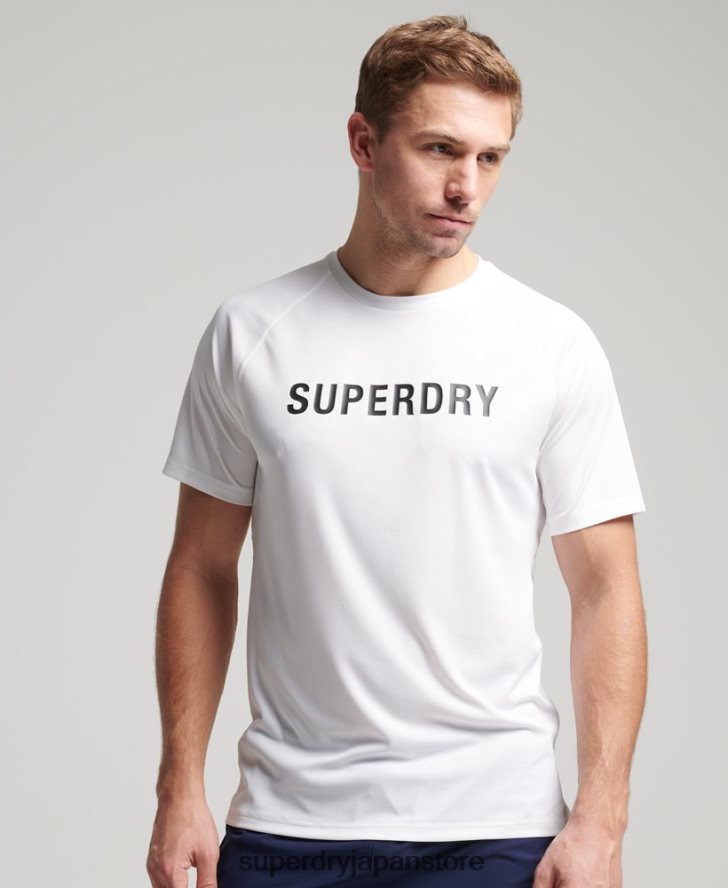 トレインアクティブロゴ半袖Tシャツ 男性 Superdry 衣類 白 2J62PZ1422