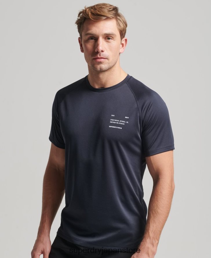 トレインアクティブグラフィック半袖Tシャツ 男性 Superdry 衣類 海軍 2J62PZ1429