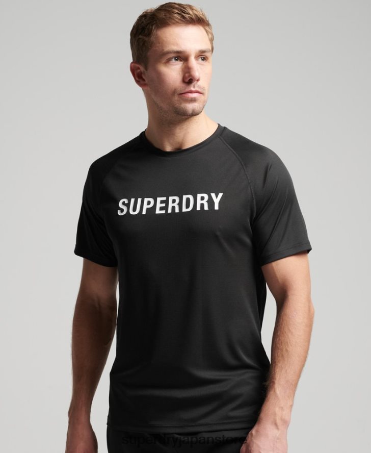 トレインアクティブロゴ半袖Tシャツ 男性 Superdry 衣類 黒 2J62PZ1430