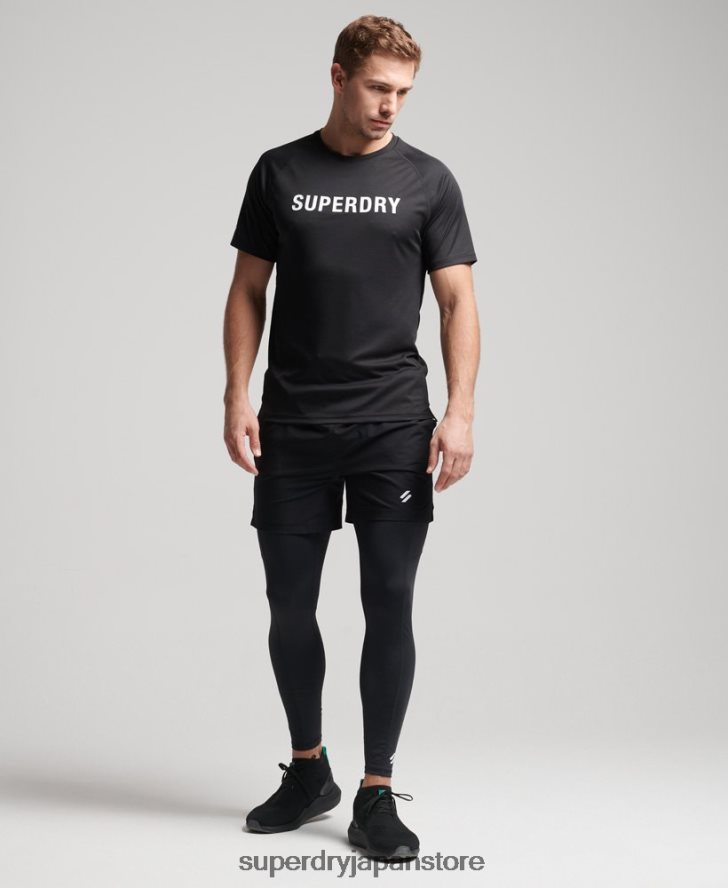 トレインアクティブロゴ半袖Tシャツ 男性 Superdry 衣類 黒 2J62PZ1430