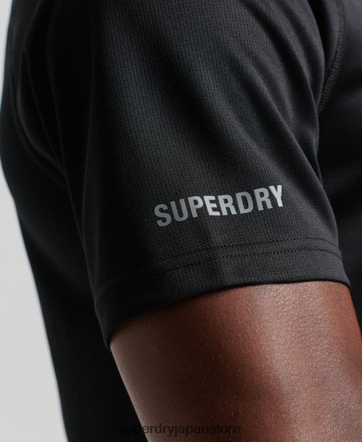 トレインアクティブ半袖Tシャツ 男性 Superdry 衣類 黒 2J62PZ1433