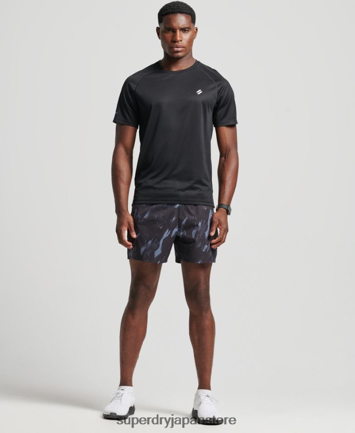 トレインアクティブ半袖Tシャツ 男性 Superdry 衣類 黒 2J62PZ1433