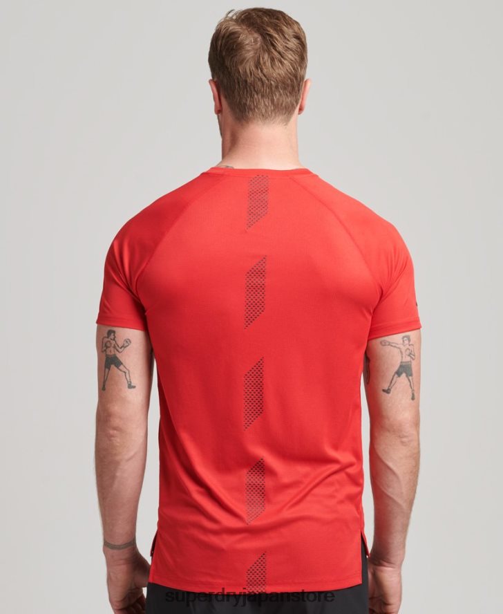 トレインアクティブロゴ半袖Tシャツ 男性 Superdry 衣類 赤 2J62PZ1436