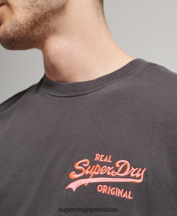 ヴィンテージロゴネオンTシャツ 男性 Superdry 衣類 濃い灰色 2J62PZ18