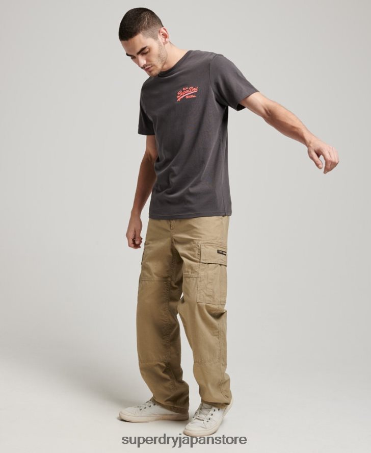 ヴィンテージロゴネオンTシャツ 男性 Superdry 衣類 濃い灰色 2J62PZ18