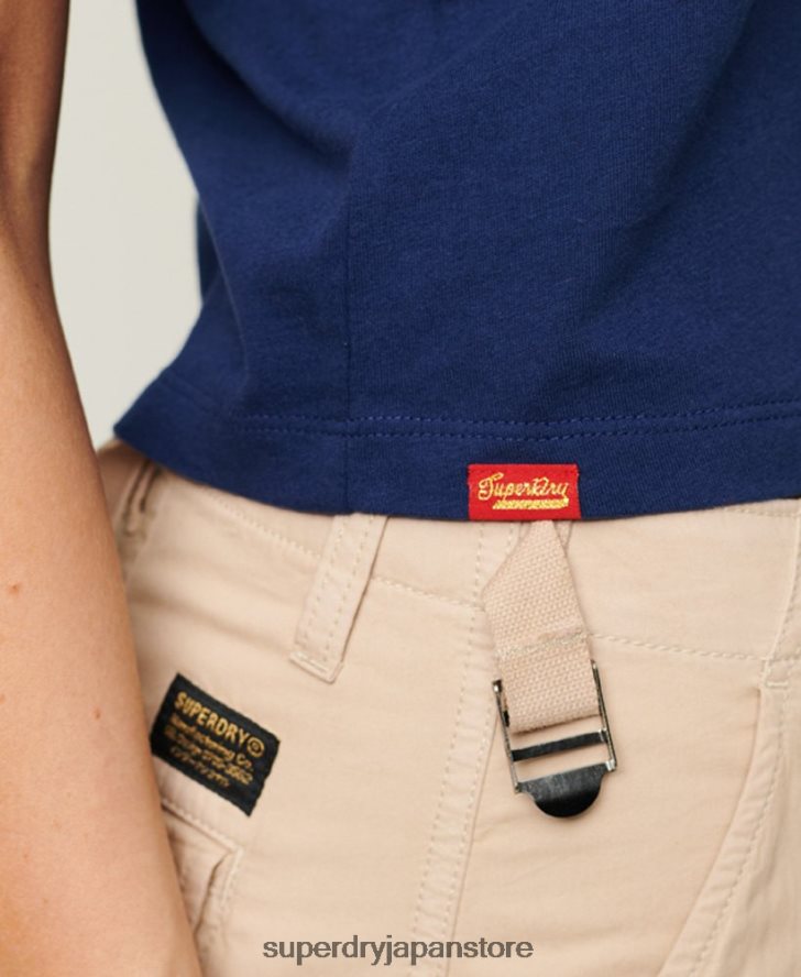ワークウェア スクリプトグラフィック T シャツ 女性 Superdry 衣類 海軍 2J62PZ1971