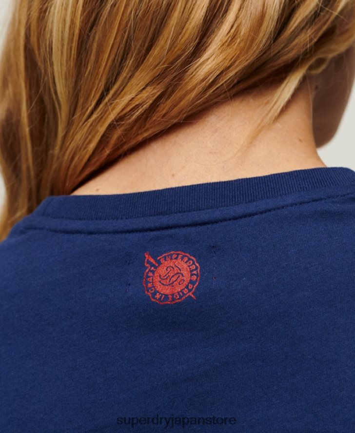 ワークウェア スクリプトグラフィック T シャツ 女性 Superdry 衣類 海軍 2J62PZ1971