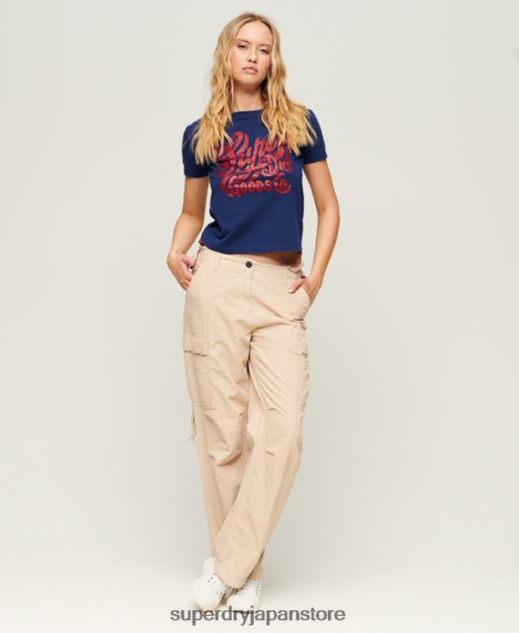 ワークウェア スクリプトグラフィック T シャツ 女性 Superdry 衣類 海軍 2J62PZ1971