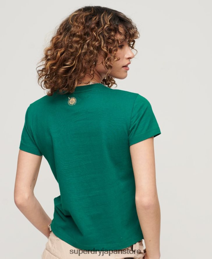ワークウェア スクリプトグラフィック T シャツ 女性 Superdry 衣類 緑 2J62PZ2099