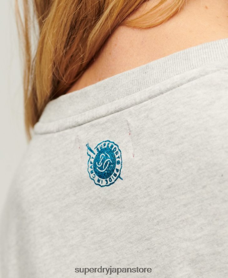 ワークウェア スクリプトグラフィック T シャツ 女性 Superdry 衣類 ライトグレー 2J62PZ2115