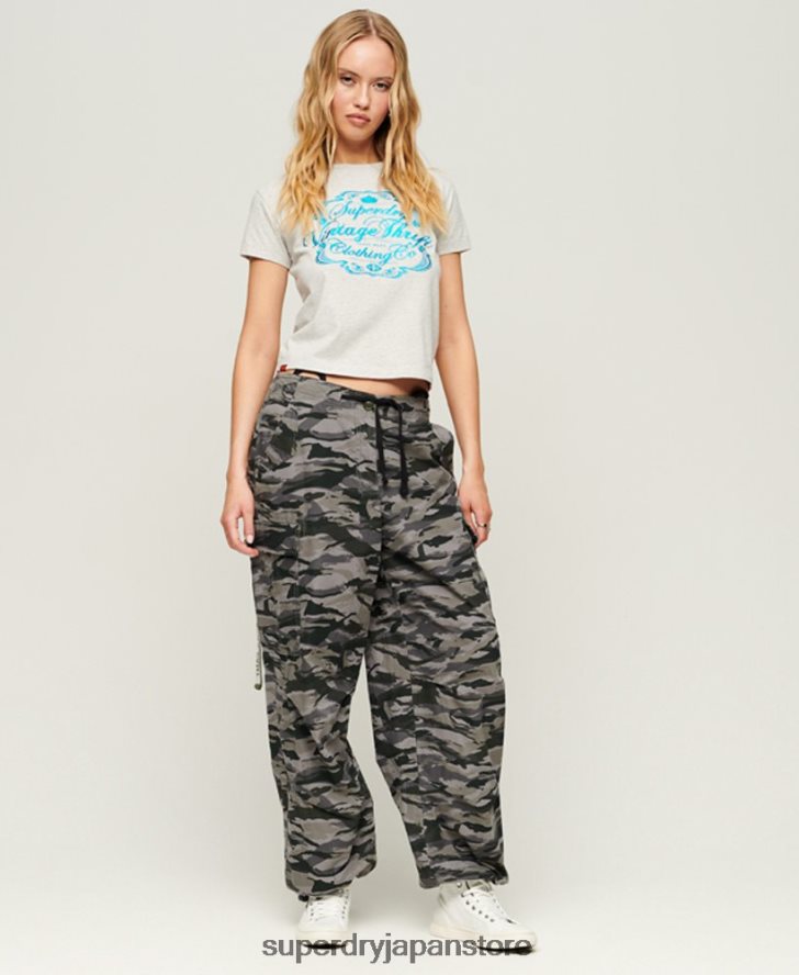 ワークウェア スクリプトグラフィック T シャツ 女性 Superdry 衣類 ライトグレー 2J62PZ2115