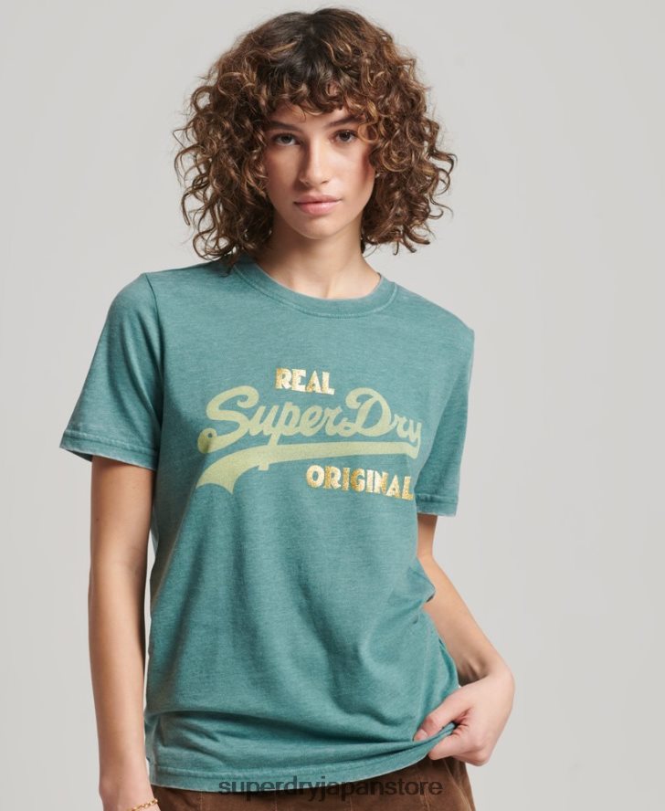 ヴィンテージロゴ バーンアウト Tシャツ 女性 Superdry 衣類 緑 2J62PZ2118