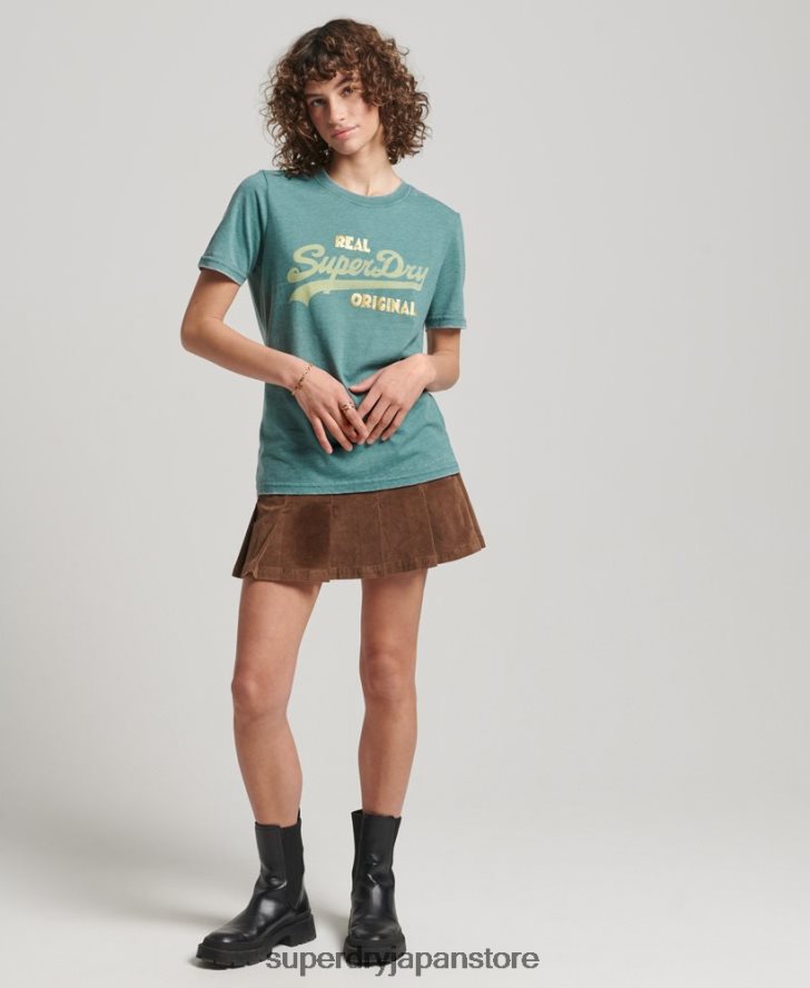 ヴィンテージロゴ バーンアウト Tシャツ 女性 Superdry 衣類 緑 2J62PZ2118