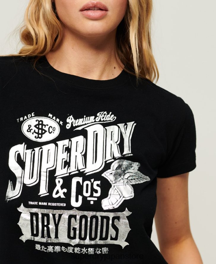 ワークウェア スクリプトグラフィック T シャツ 女性 Superdry 衣類 黒 2J62PZ2122