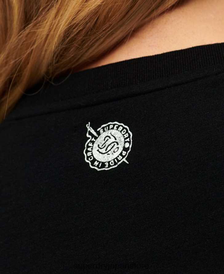 ワークウェア スクリプトグラフィック T シャツ 女性 Superdry 衣類 黒 2J62PZ2122