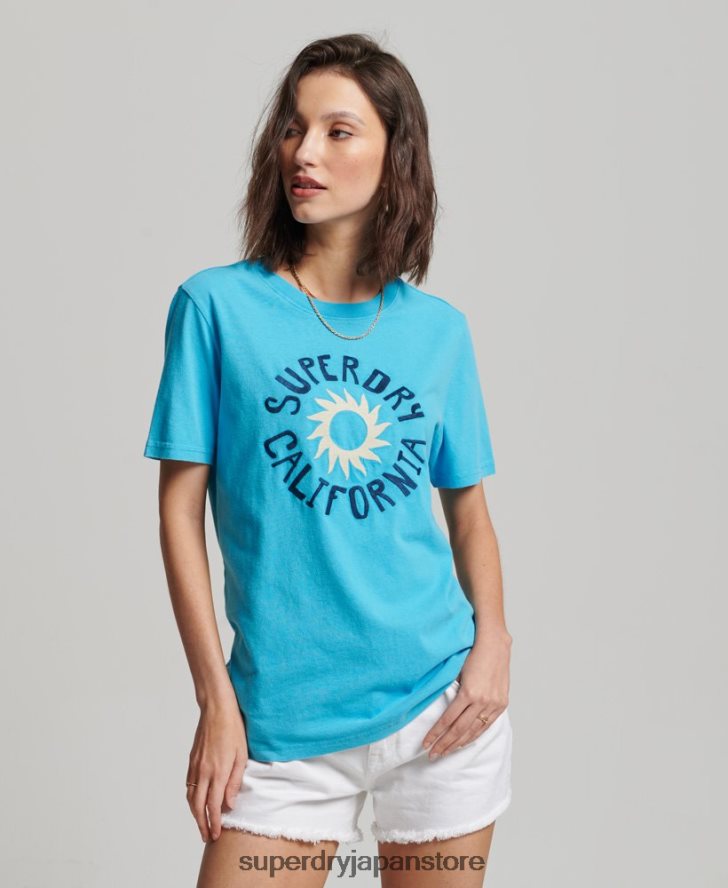 ヴィンテージ カリ カットアウト T シャツ 女性 Superdry 衣類 青 2J62PZ2123