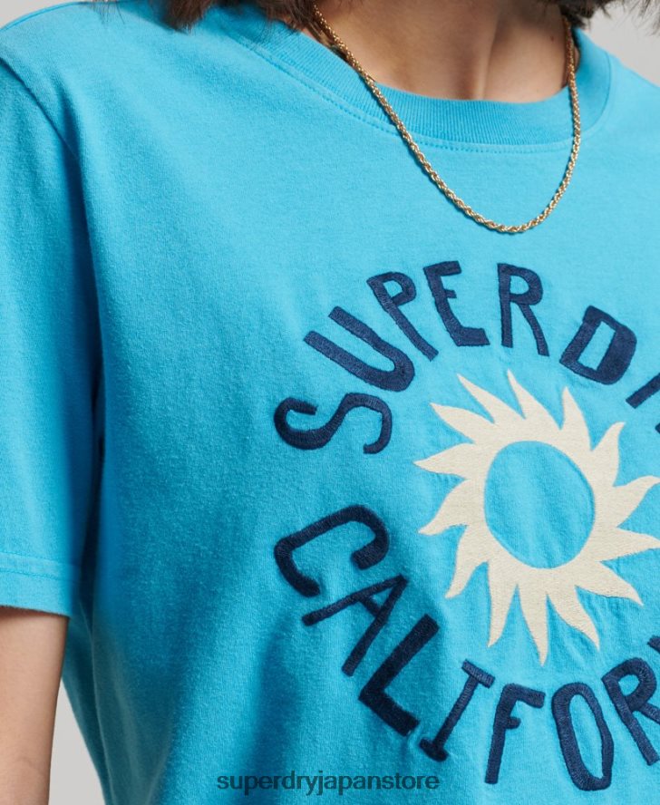 ヴィンテージ カリ カットアウト T シャツ 女性 Superdry 衣類 青 2J62PZ2123