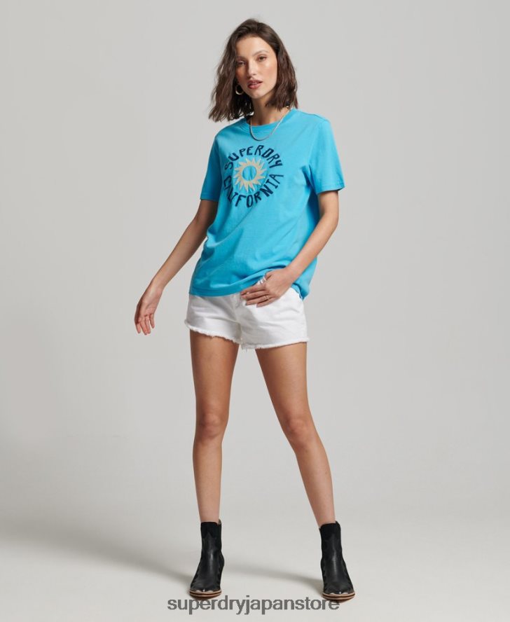 ヴィンテージ カリ カットアウト T シャツ 女性 Superdry 衣類 青 2J62PZ2123