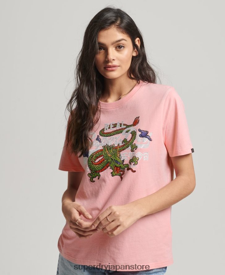 ヴィンテージロゴ ナラティブ Tシャツ 女性 Superdry 衣類 ピンク 2J62PZ2134
