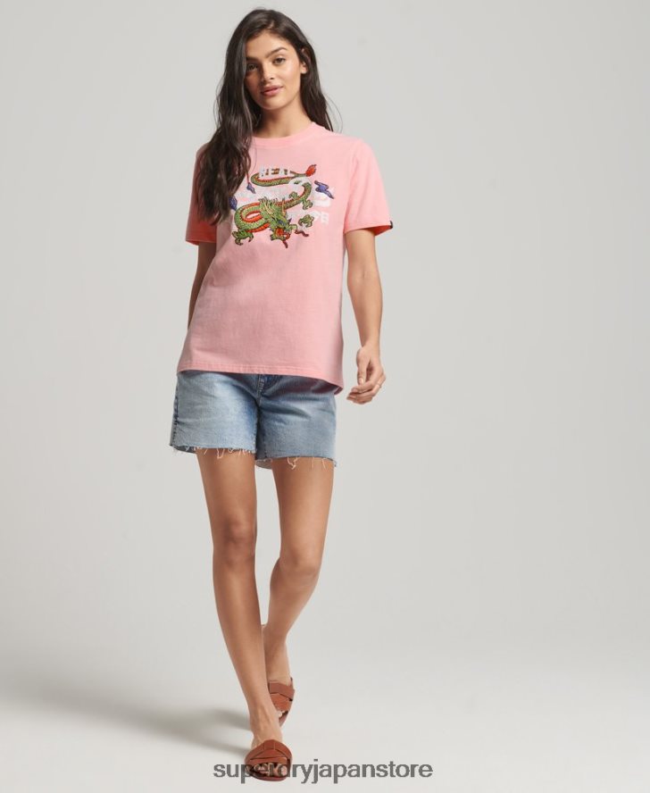 ヴィンテージロゴ ナラティブ Tシャツ 女性 Superdry 衣類 ピンク 2J62PZ2134