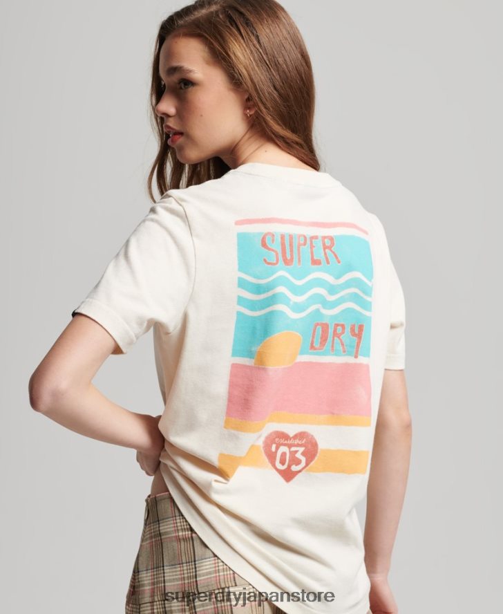 ヴィンテージ カリ カットアウト T シャツ 女性 Superdry 衣類 クリーム 2J62PZ2147