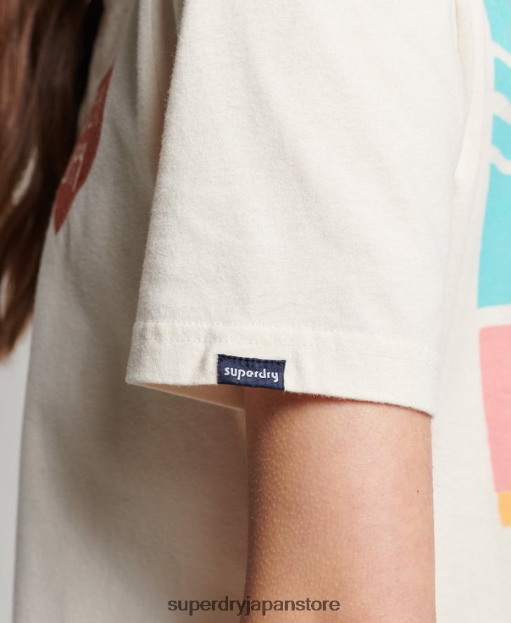 ヴィンテージ カリ カットアウト T シャツ 女性 Superdry 衣類 クリーム 2J62PZ2147