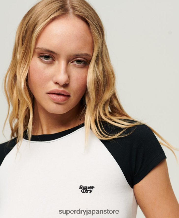 クロップドベースボールベビーTシャツ 女性 Superdry 衣類 白 2J62PZ2152