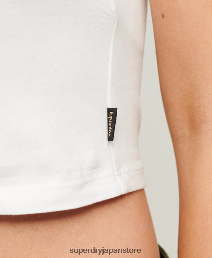 クロップドベースボールベビーTシャツ 女性 Superdry 衣類 白 2J62PZ2152