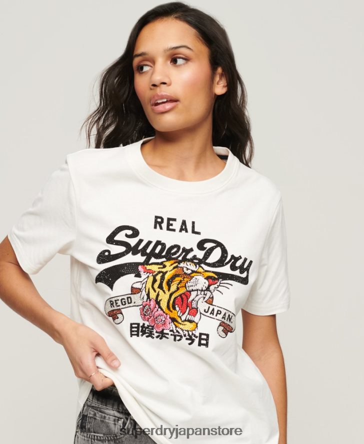 ヴィンテージロゴ ナラティブ Tシャツ 女性 Superdry 衣類 クリーム 2J62PZ2157