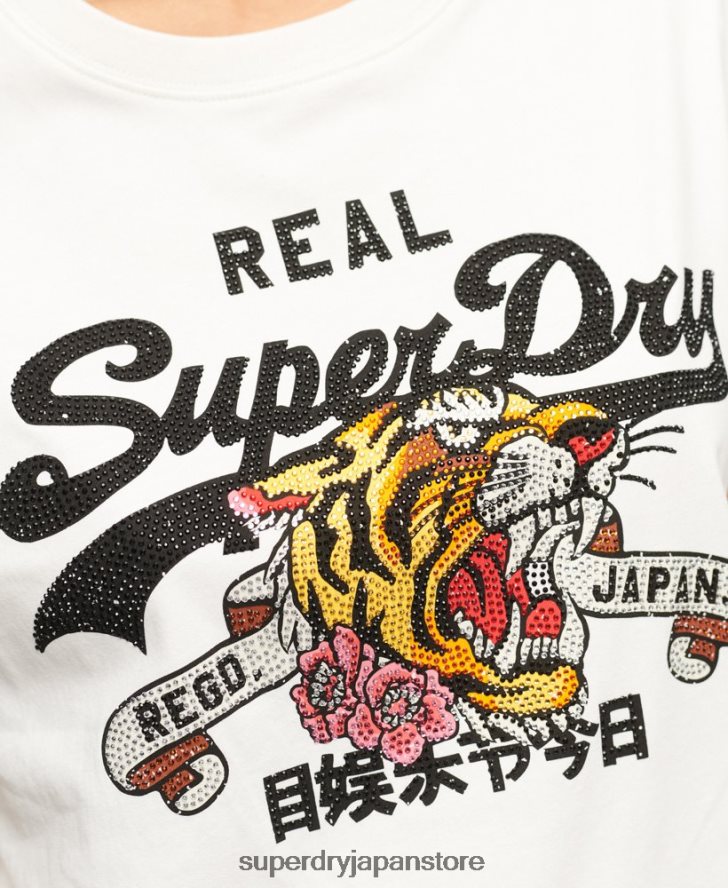 ヴィンテージロゴ ナラティブ Tシャツ 女性 Superdry 衣類 クリーム 2J62PZ2157