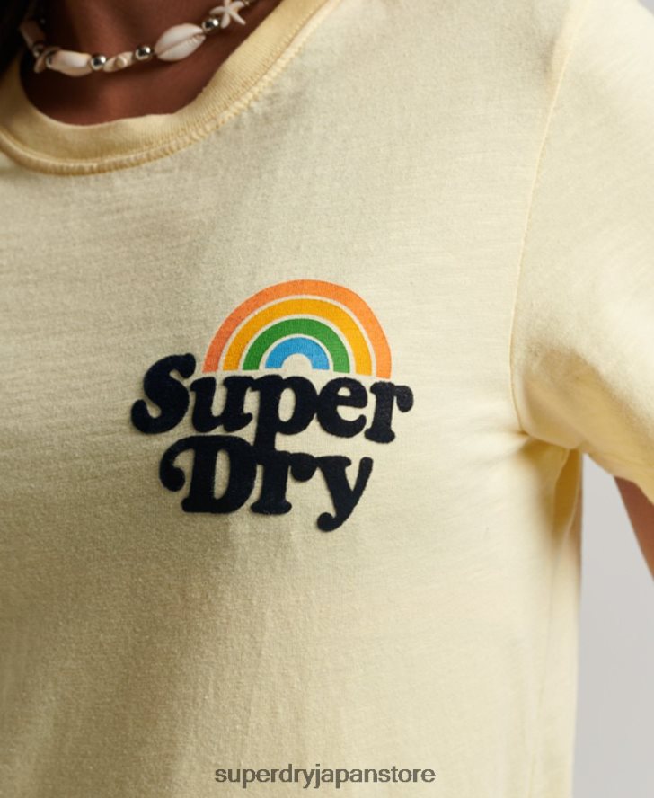 ヴィンテージレインボーTシャツ 女性 Superdry 衣類 黄色 2J62PZ2178